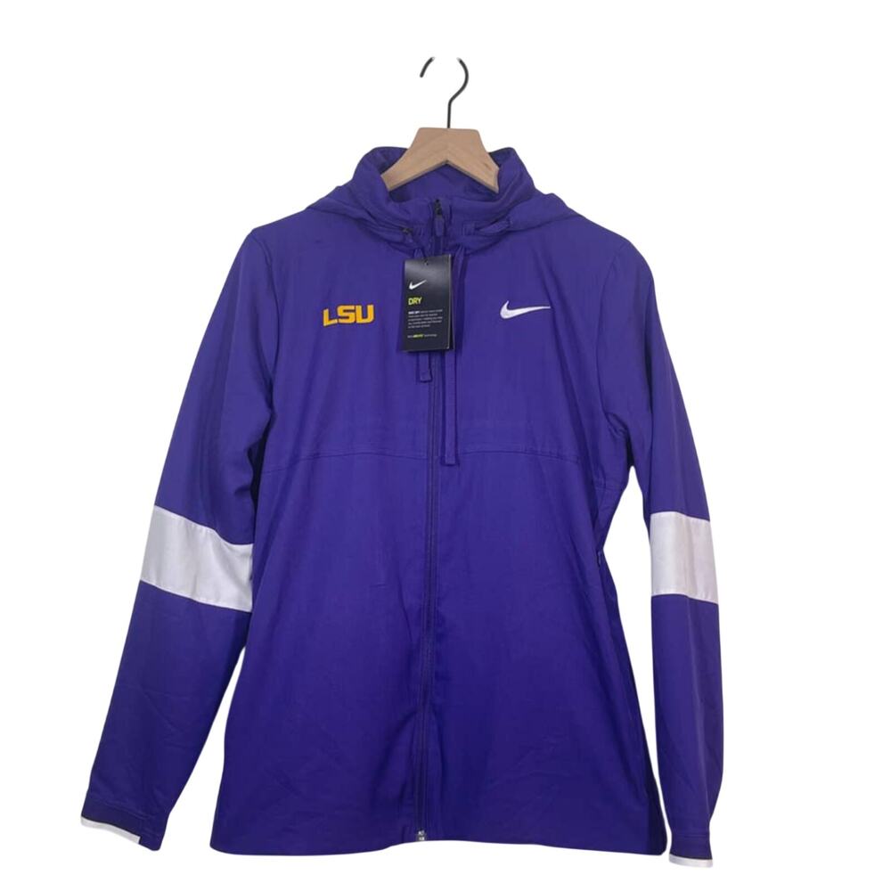 Nike Dri-Fit LSU Tigers Purple Full Zip Practice Hoodie Jacket Women‎ Medium NEW